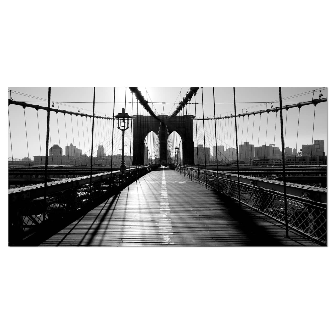 Designart - Dark Brooklyn Bridge - Cityscape Photo Canvas Print
